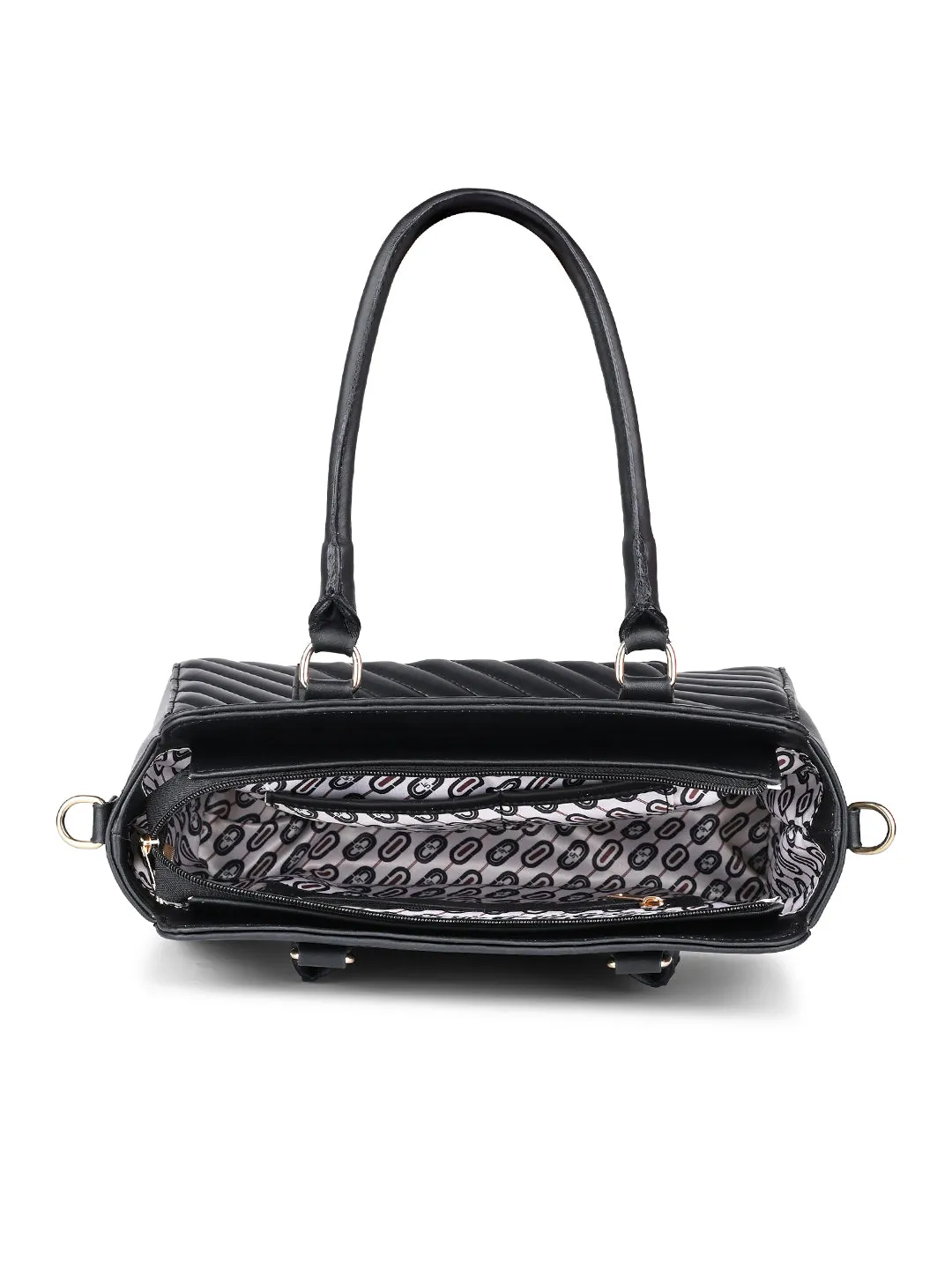Stylish Black Multi-Pocket Satchel Handbag for Women