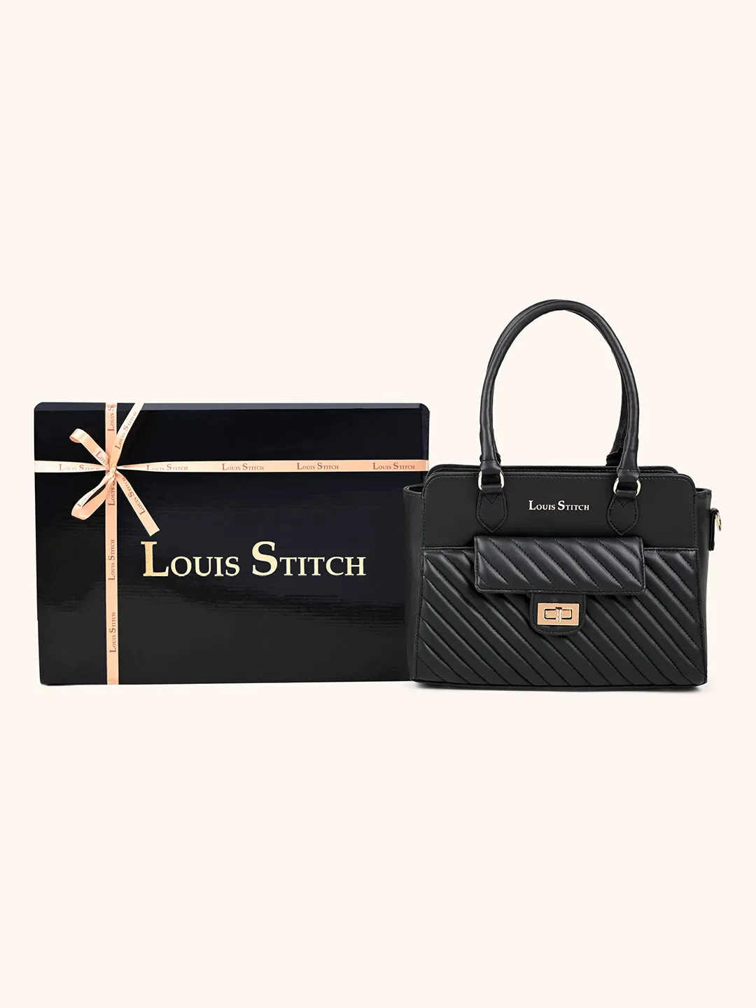 Stylish Black Multi-Pocket Satchel Handbag for Women
