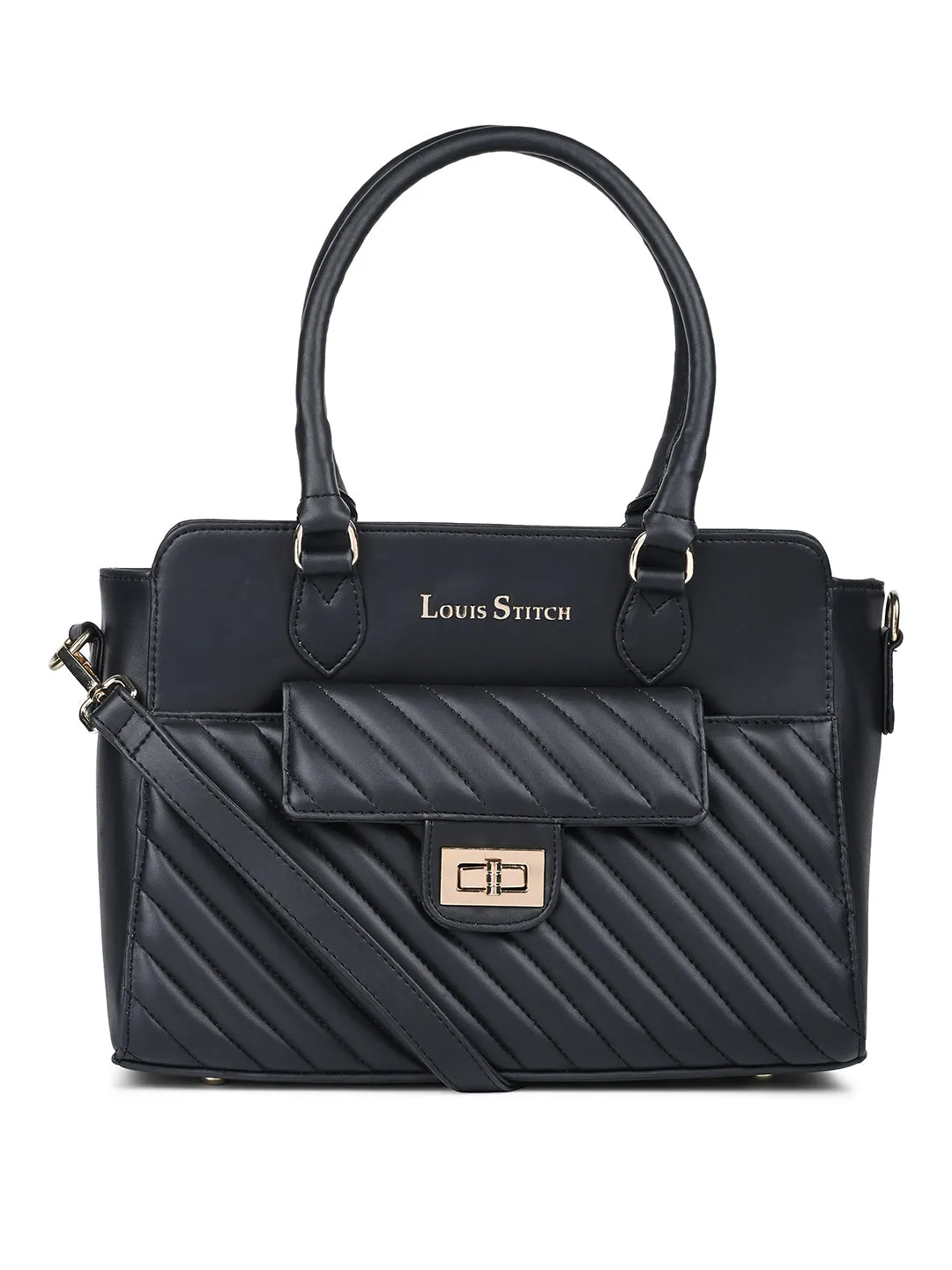 Stylish Black Multi-Pocket Satchel Handbag for Women