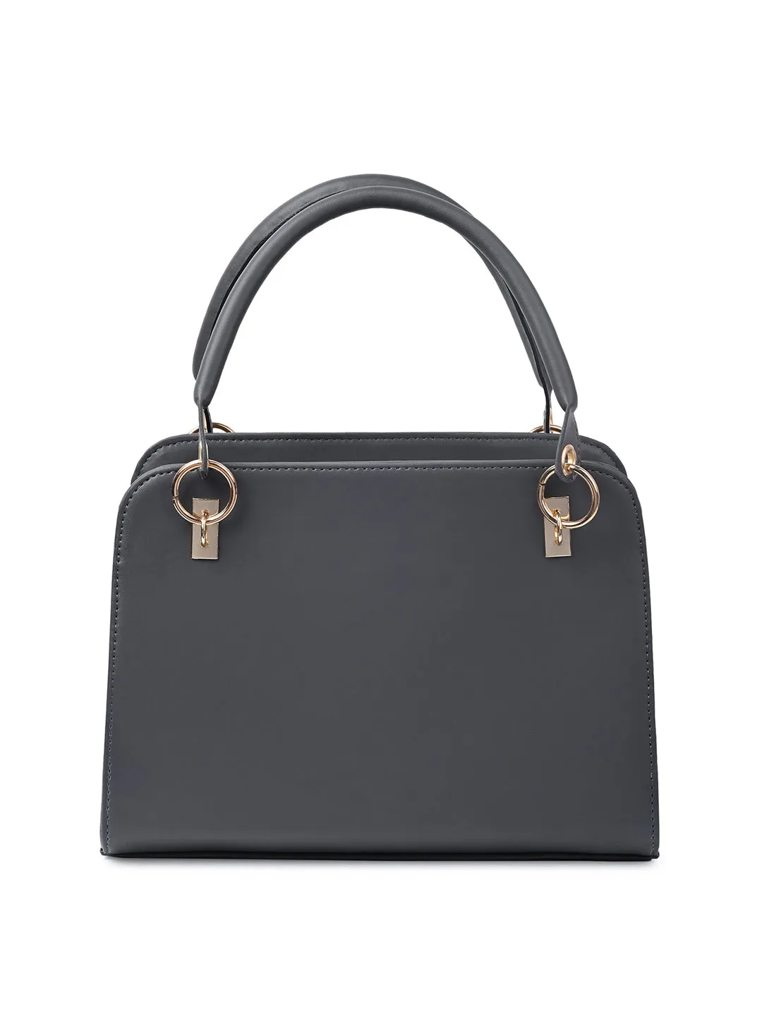 Stylish Dark Grey Satchel Handbag Purse with Zip Closure