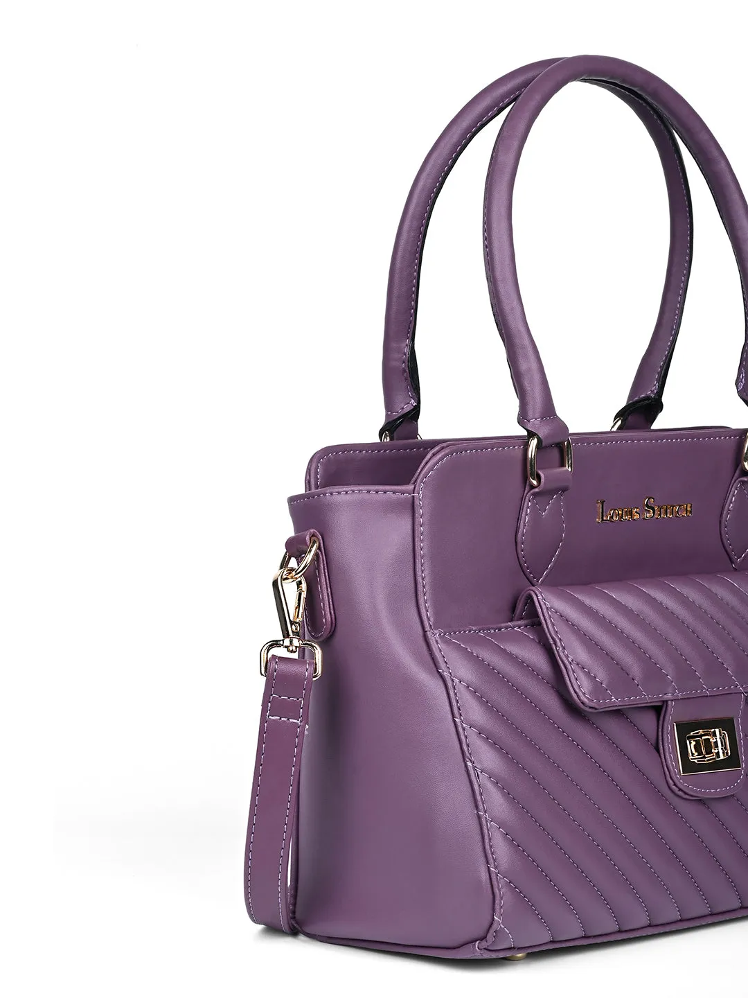 Stylish Purple Multi-Pocket Satchel Handbag for Women
