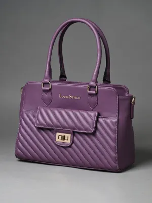 Stylish Purple Multi-Pocket Satchel Handbag for Women