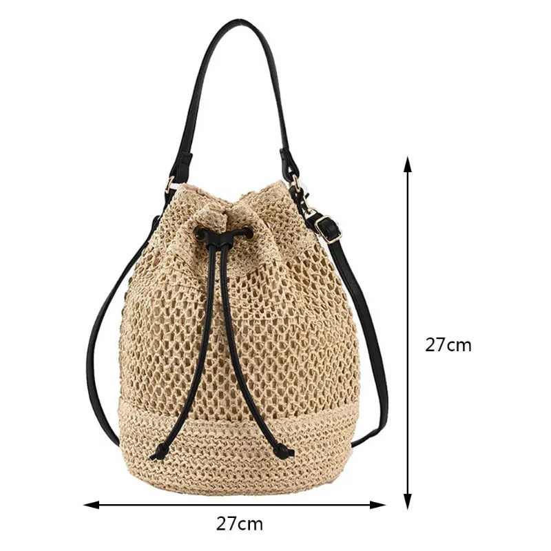 Summer Woven Drawstring Bucket Bags