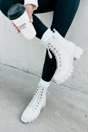 Taking Orders Lace-Up Combat Boots (Light Grey)