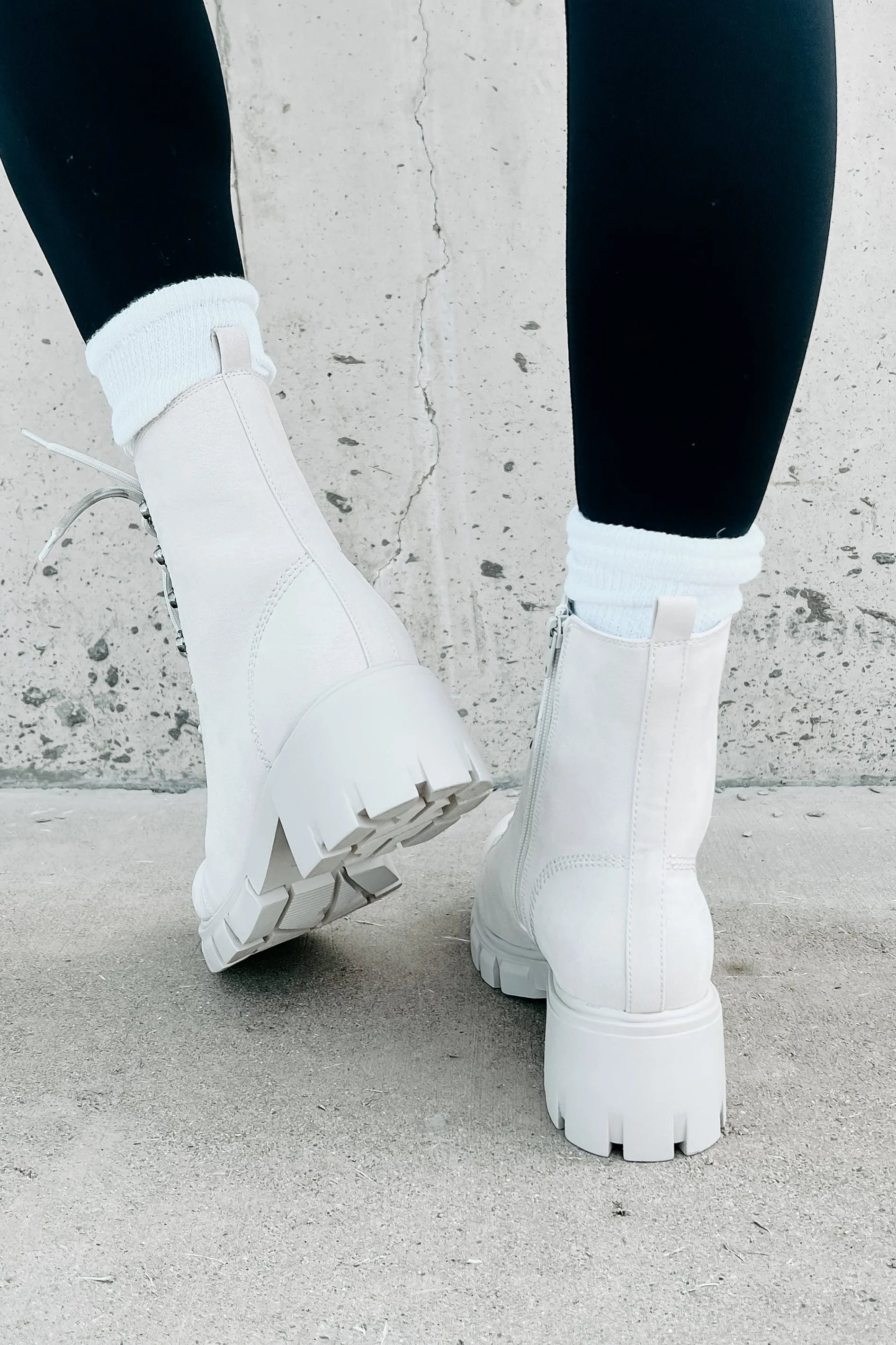 Taking Orders Lace-Up Combat Boots (Light Grey)