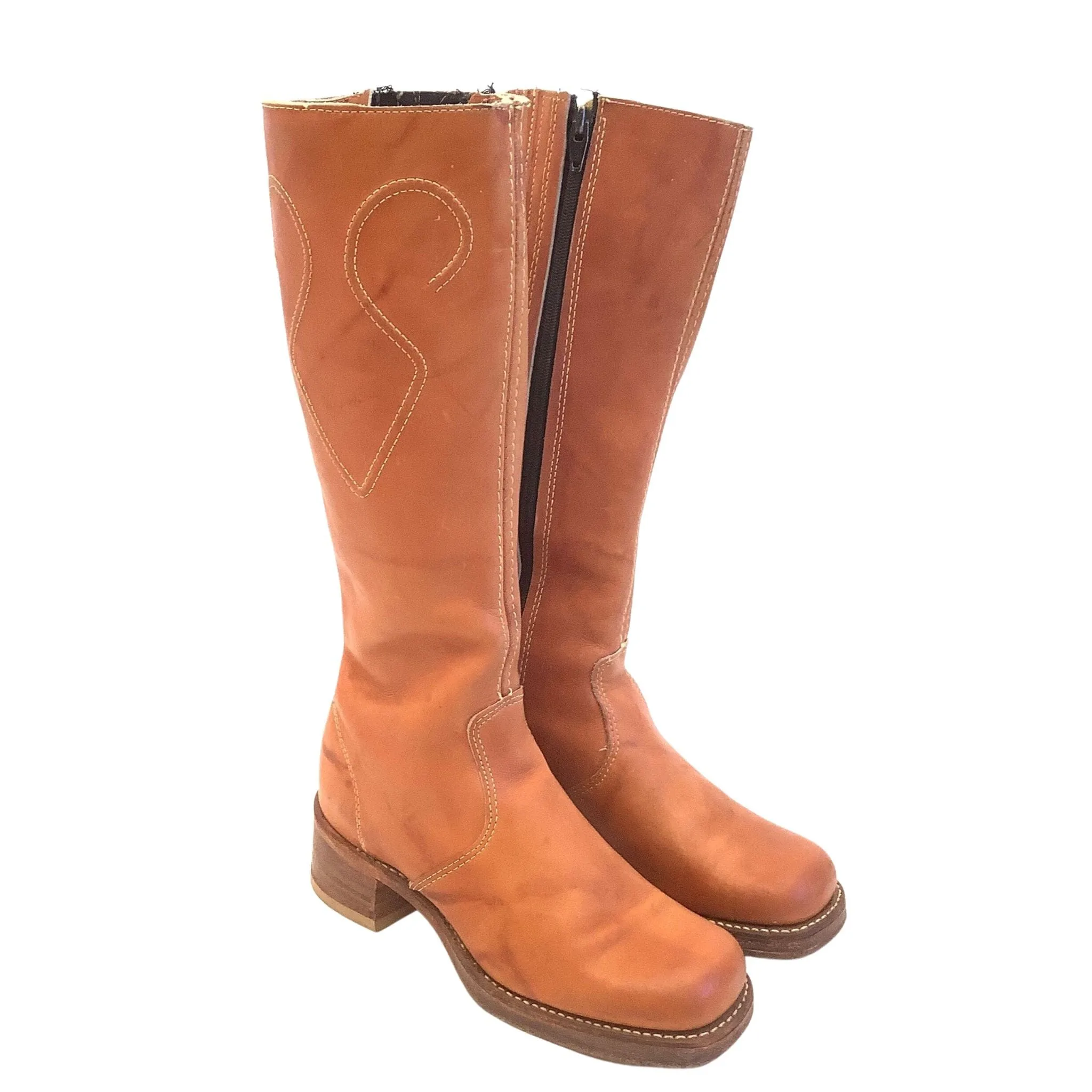 Tan Leather Campus Boots
