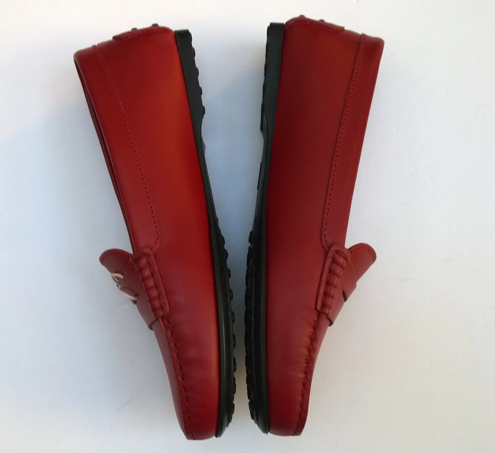 Tod's Gommino Rubber Dots Loafers in True Red Leather Flats