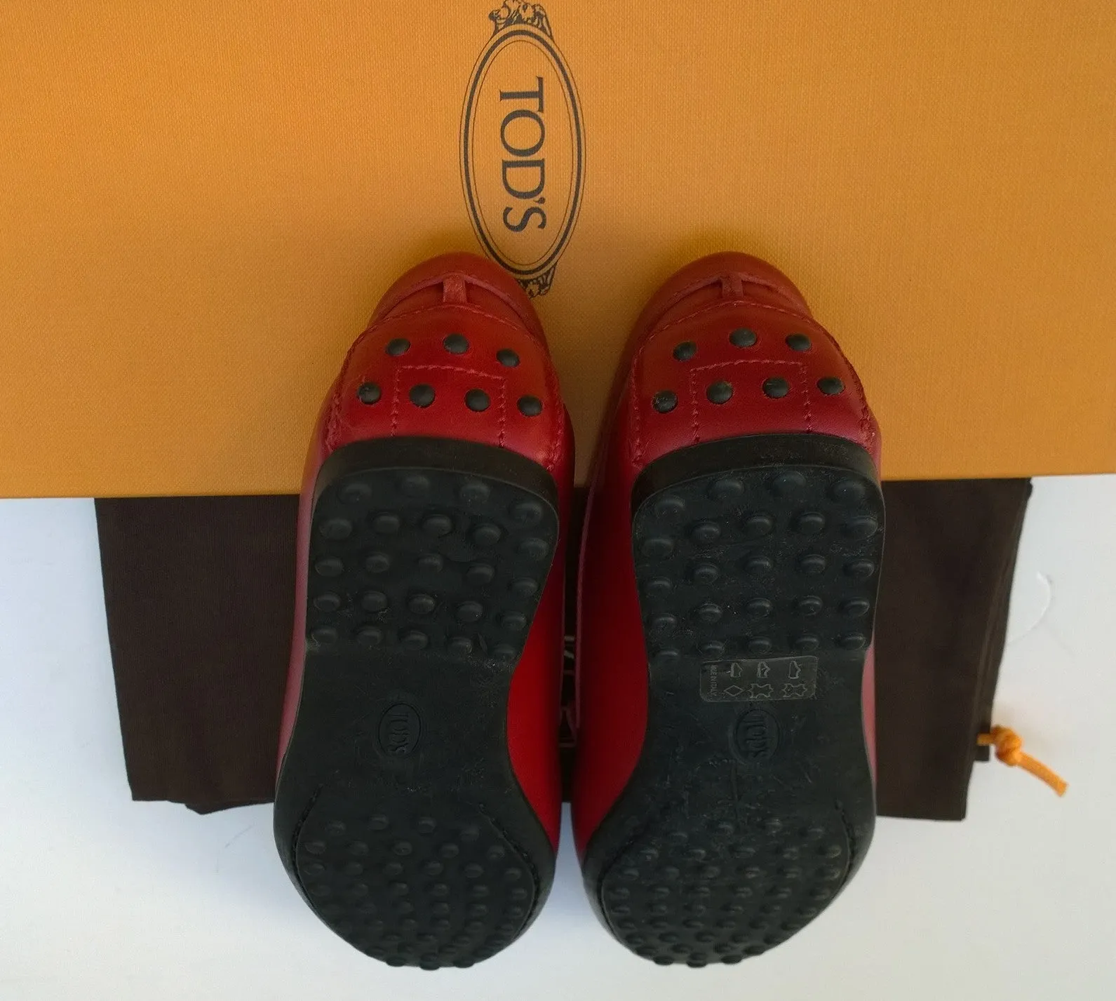 Tod's Gommino Rubber Dots Loafers in True Red Leather Flats