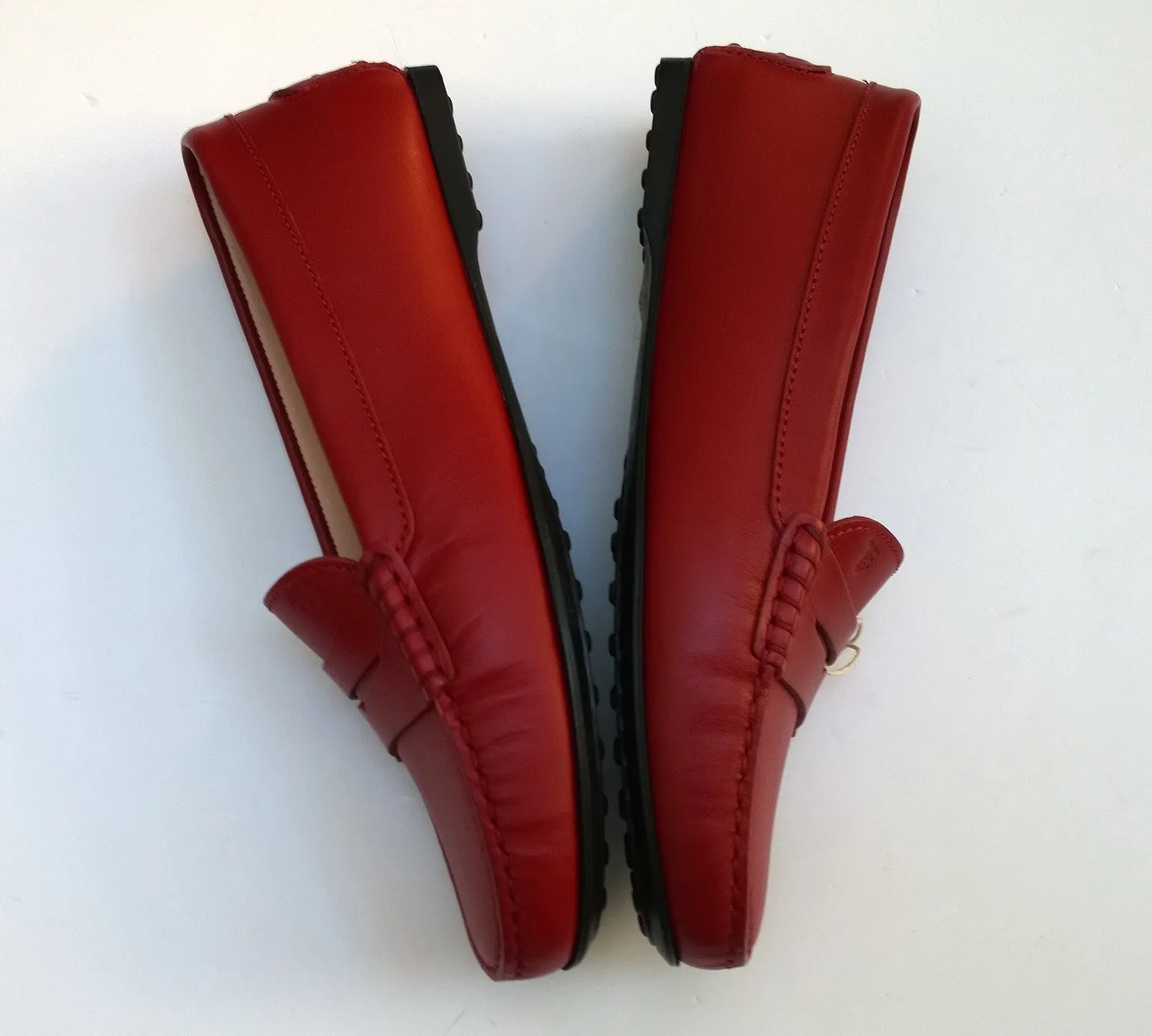 Tod's Gommino Rubber Dots Loafers in True Red Leather Flats