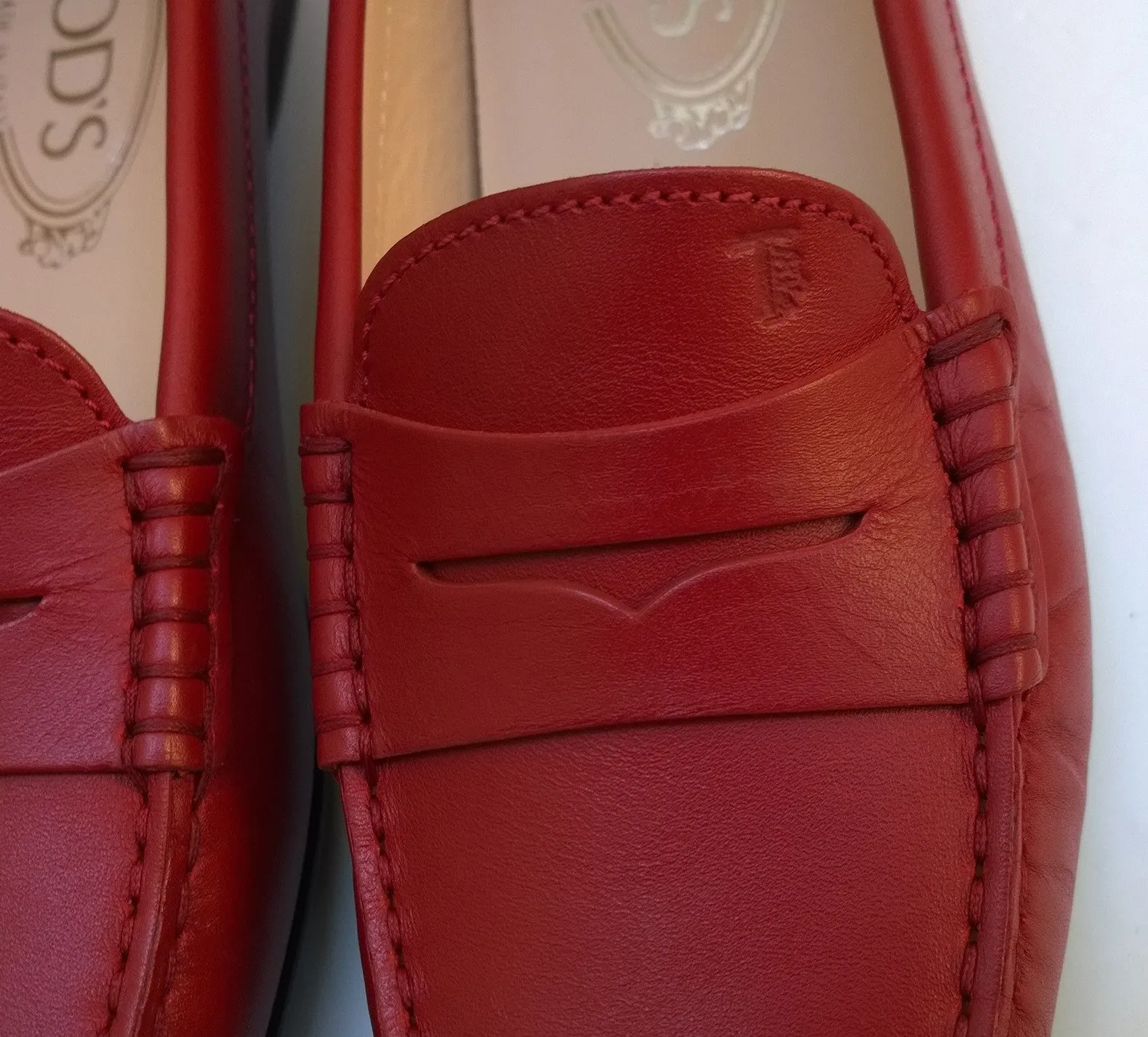 Tod's Gommino Rubber Dots Loafers in True Red Leather Flats