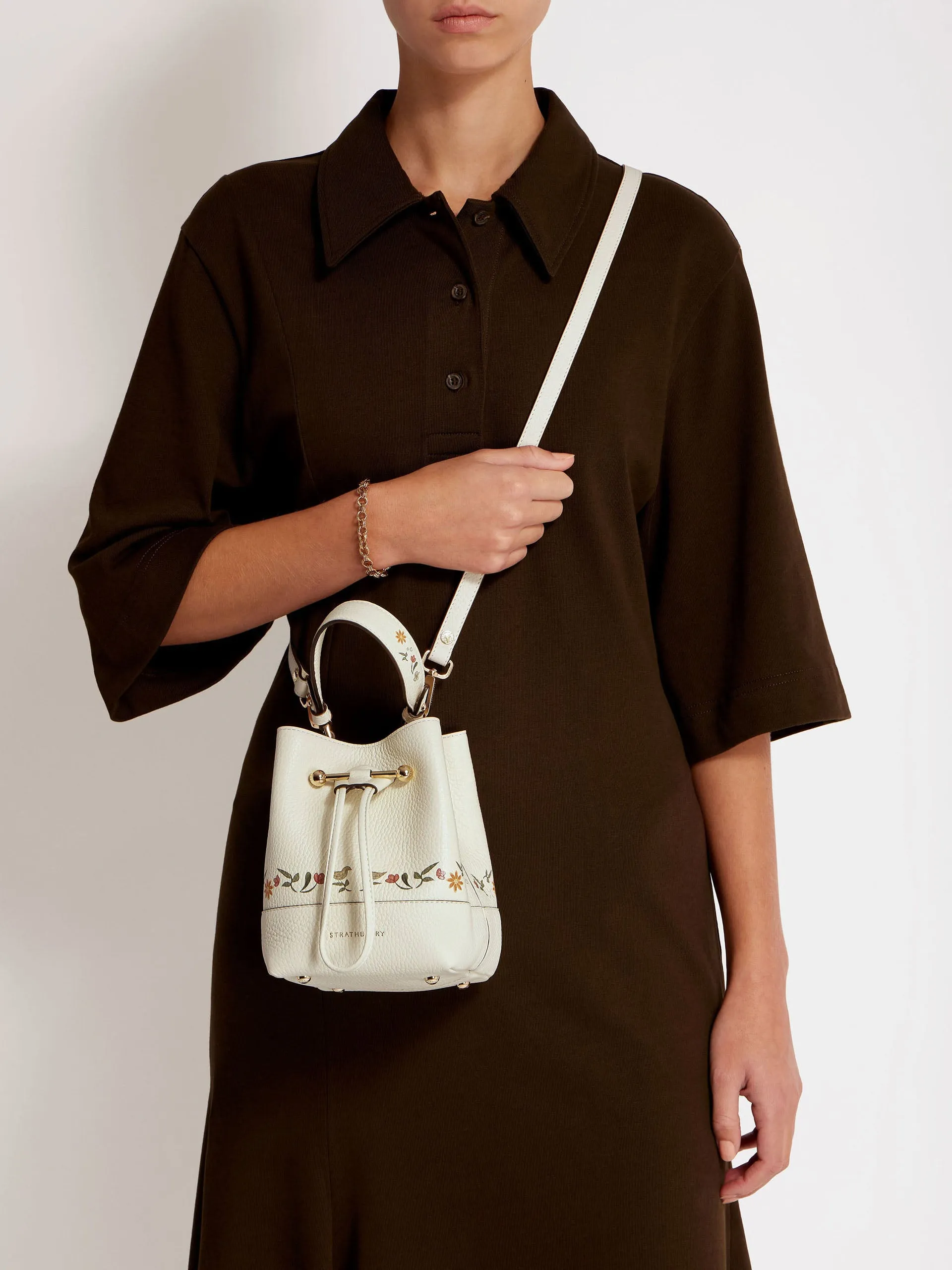 Vanilla bird print Osette bucket bag
