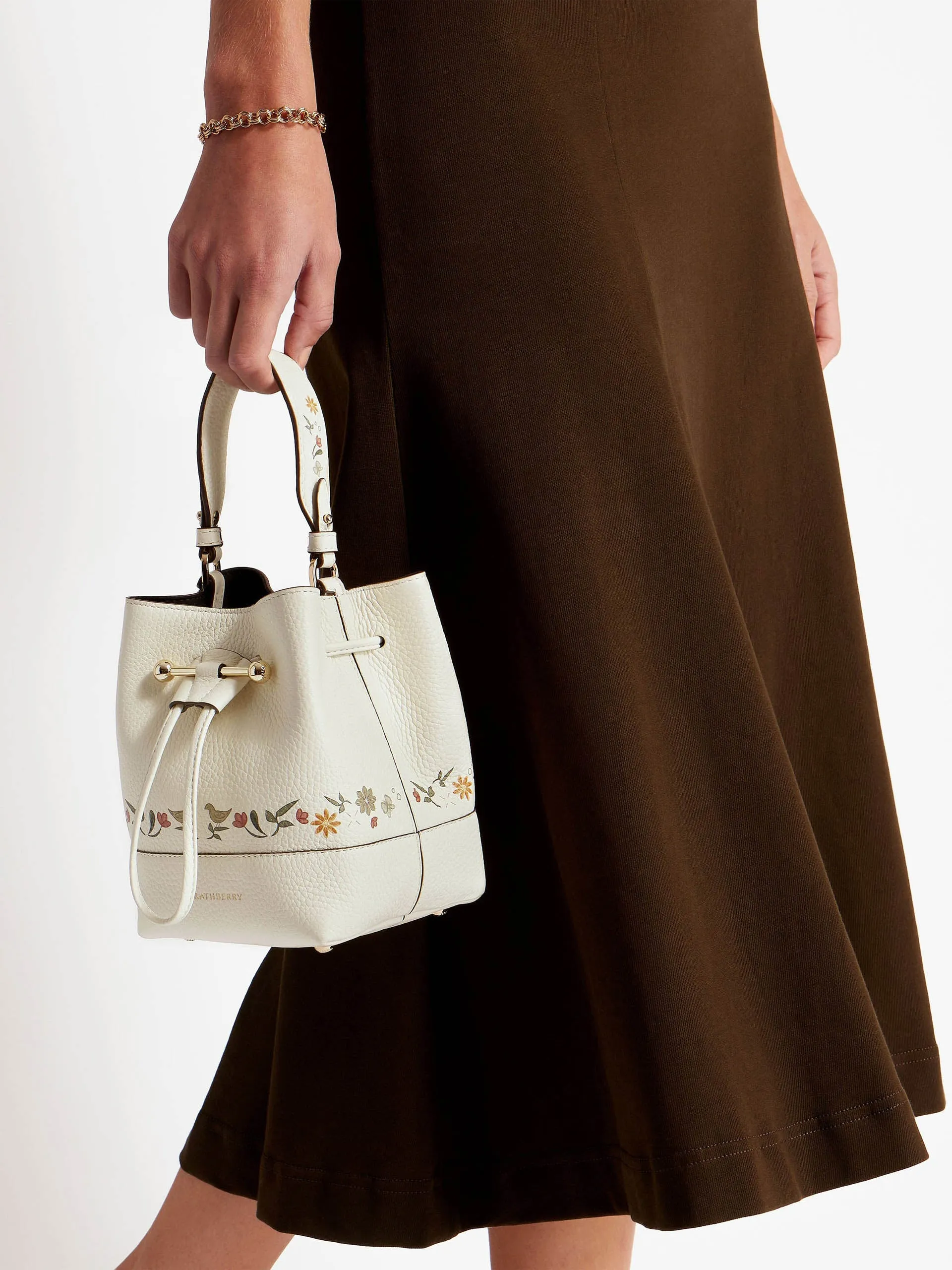 Vanilla bird print Osette bucket bag