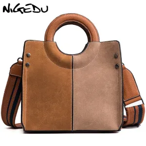 Vintage Patchwork Women Handbags Small Matte PU leather lady Crossbody Bags Wide strap female Shoulder bag Woman Totes bolsas