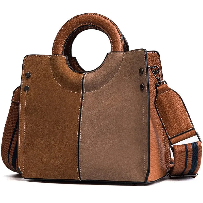 Vintage Patchwork Women Handbags Small Matte PU leather lady Crossbody Bags Wide strap female Shoulder bag Woman Totes bolsas