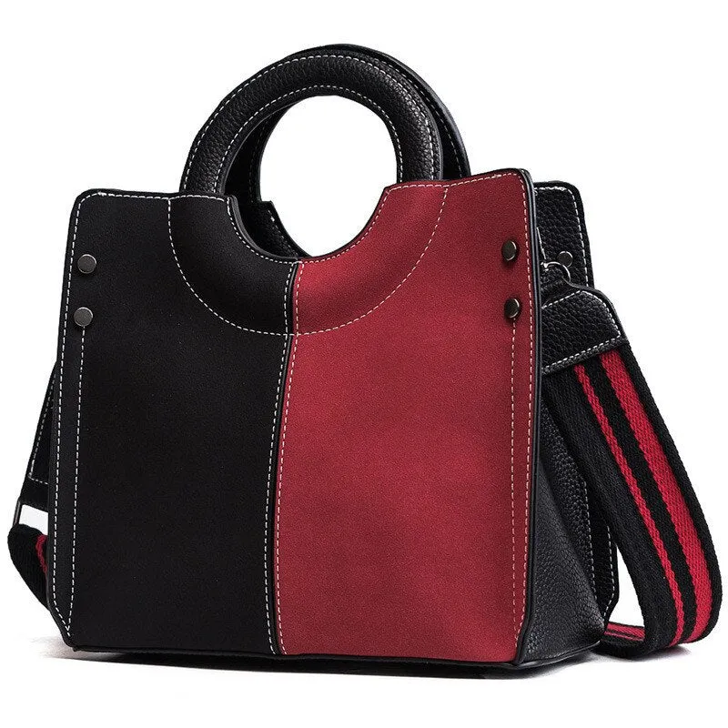Vintage Patchwork Women Handbags Small Matte PU leather lady Crossbody Bags Wide strap female Shoulder bag Woman Totes bolsas