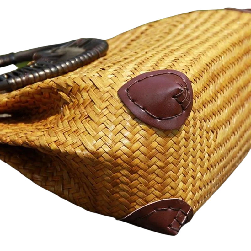Vintage Women's Zipper Handmade Straw Bags