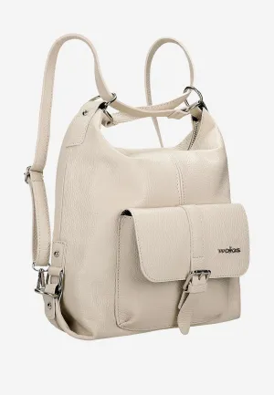 Wojas 2 in 1 Beige Leather Backpack and Handbag | 8002154