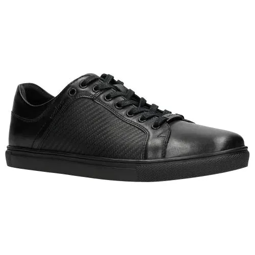 Wojas Black Leather Sneakers with Decorative Embossing | 10035-51