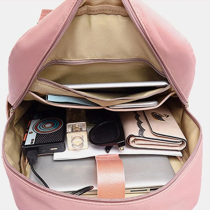 Women Latop Backpack Nylon Waterproof Multifunction Casual Patchwork Backpack