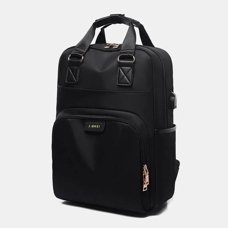 Women Latop Backpack Nylon Waterproof Multifunction Casual Patchwork Backpack