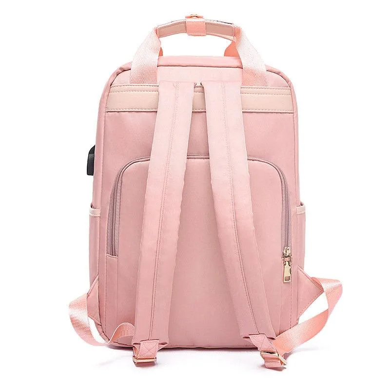 Women Latop Backpack Nylon Waterproof Multifunction Casual Patchwork Backpack