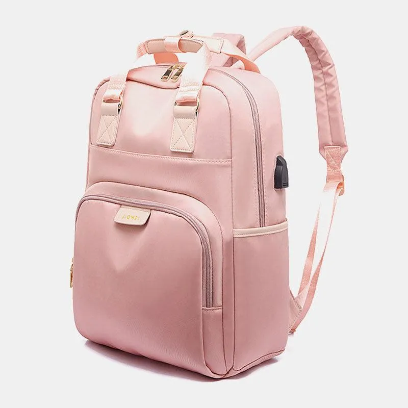 Women Latop Backpack Nylon Waterproof Multifunction Casual Patchwork Backpack