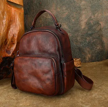 Womens Convertible Leather Backpack Purse Ladies Black Leather Rucksack