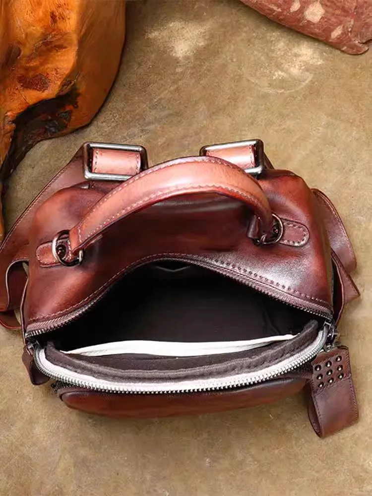 Womens Convertible Leather Backpack Purse Ladies Black Leather Rucksack