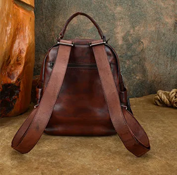 Womens Convertible Leather Backpack Purse Ladies Black Leather Rucksack