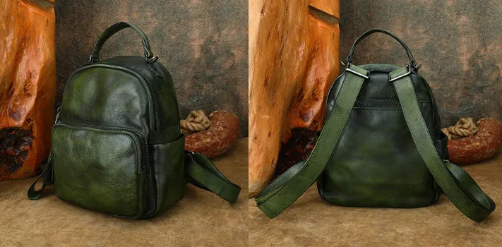 Womens Convertible Leather Backpack Purse Ladies Black Leather Rucksack