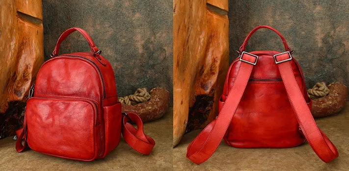 Womens Convertible Leather Backpack Purse Ladies Black Leather Rucksack