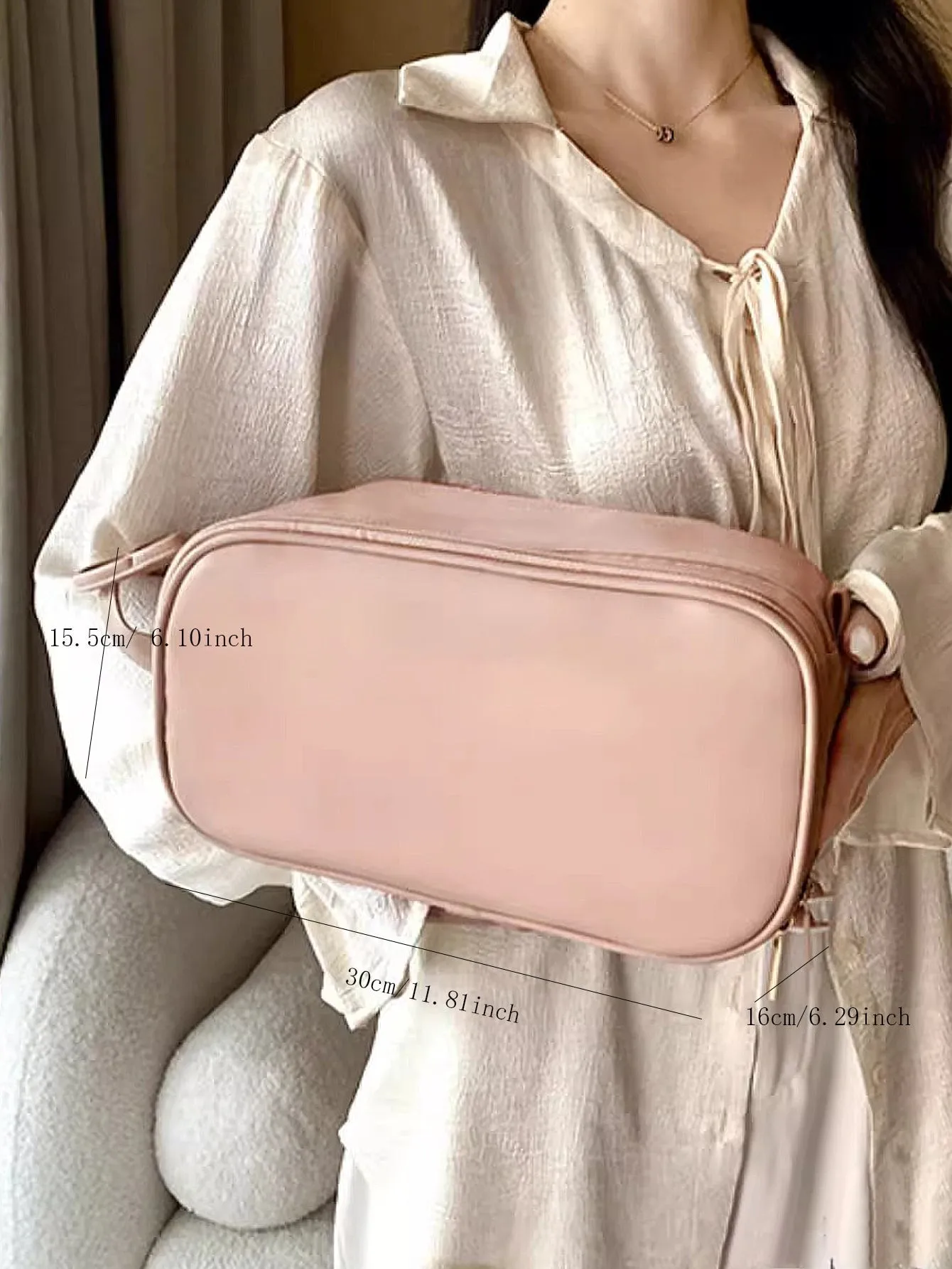 Women's Cosmetic Bag With Large Capacity Portable Handheld Travel Toiletry Organizer makeup brushes storage