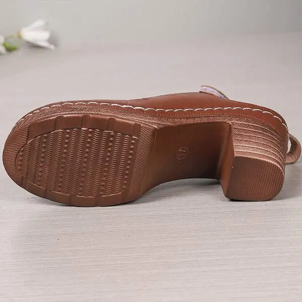 Women's Cutout Velcro Strap High Heel Sandals 10840190C