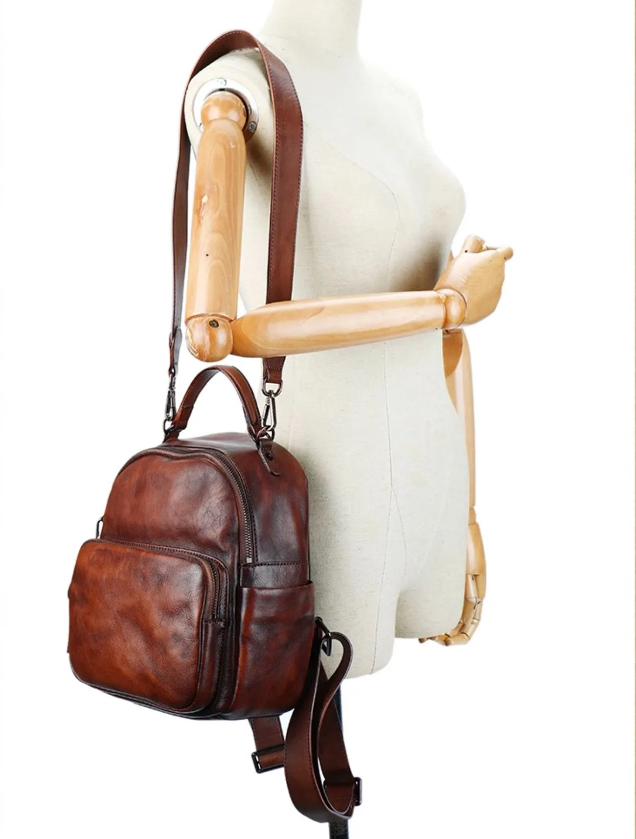 Womens Mini Leather Rucksack Shoulder Bag Leather Backpack Purse For Women
