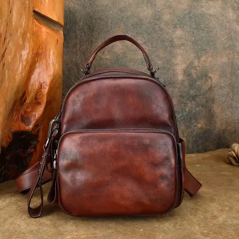 Womens Mini Leather Rucksack Shoulder Bag Leather Backpack Purse For Women