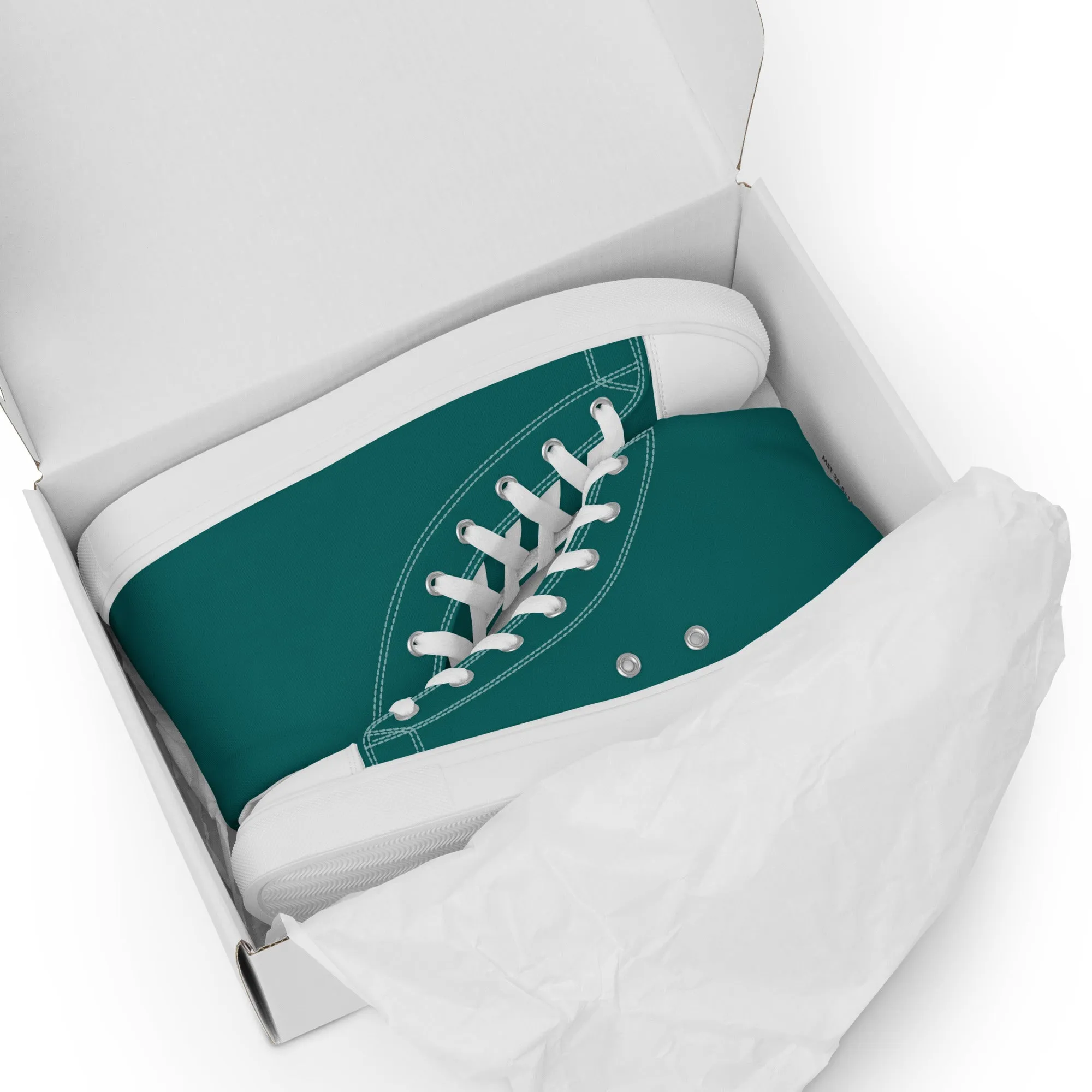 Women’s Turquois High Top Canvas Shoes, Turquois Sneakers