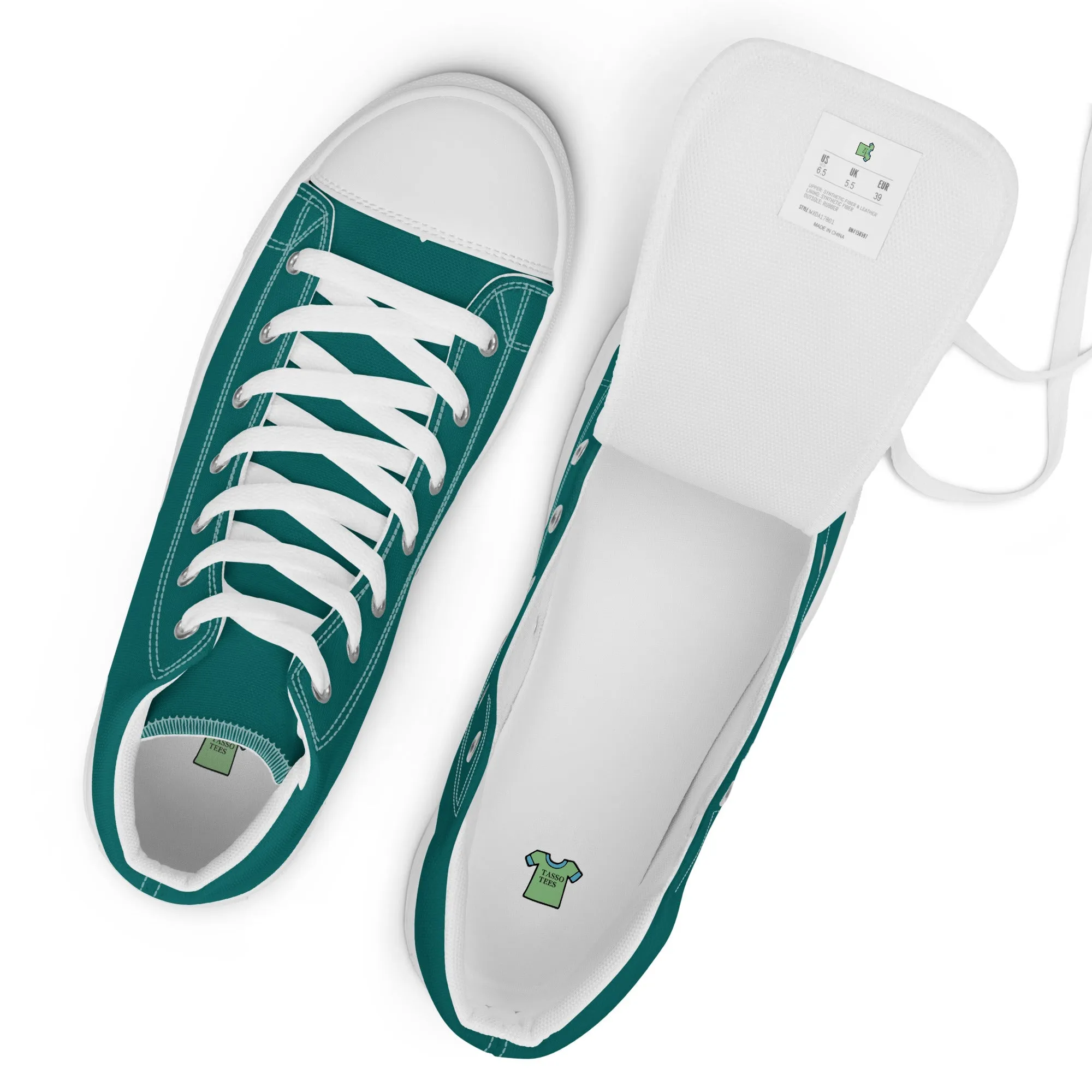 Women’s Turquois High Top Canvas Shoes, Turquois Sneakers