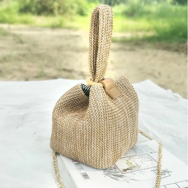 Woven Straw Bucket Bag