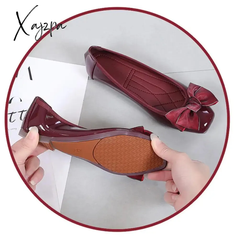 Xajzpa - New Women's Shoes Ballet Flats Boat Shoes Woman Slip-on Party Wedding Elegant Shine Best Sellers Classics Fashion Quality
