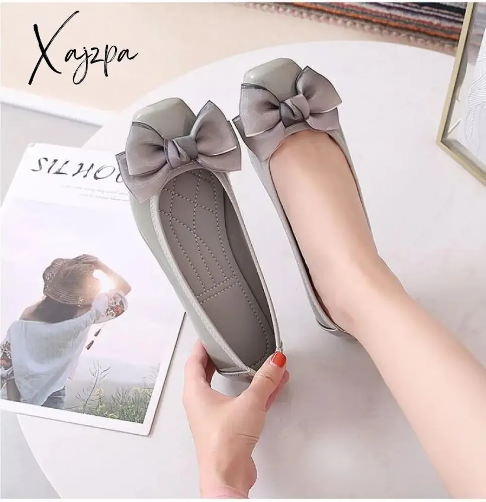 Xajzpa - New Women's Shoes Ballet Flats Boat Shoes Woman Slip-on Party Wedding Elegant Shine Best Sellers Classics Fashion Quality