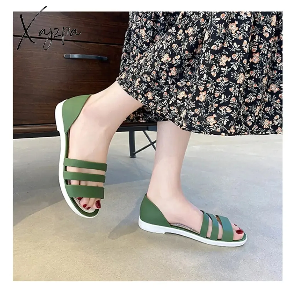 Xajzpa - Women Summer Sandals Flats Shoes New Jelly Beach Sandals Comfortable Casual Shoes Slip-On  Ladies Slippers 5 Colors